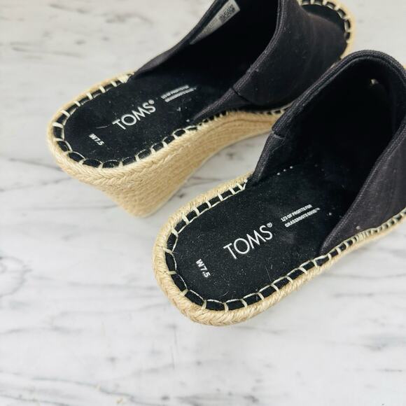 TOMS Monica Black And Tan Mule Wedge Women’s Size 7.5 - Picture 8 of 9